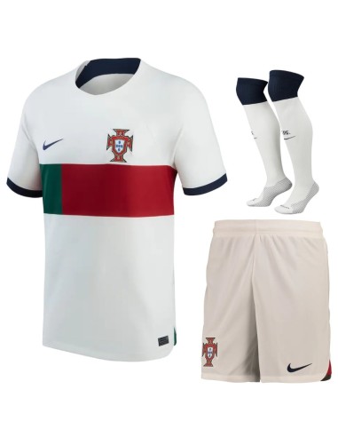 Maillot Portugal Enfant Extérieur Blanc 2023 Jusqu'à 80% De Réduction