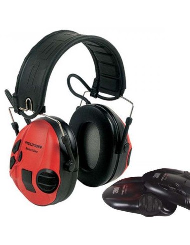 CASQUE PELTOR SPORTTAC - COQUILLES NOIRES/ROUGES de la marque