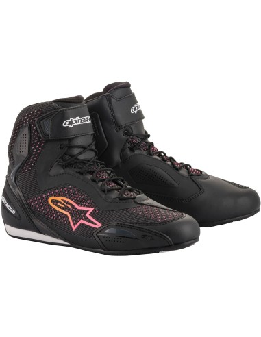 BASKETS ALPINESTARS STELLA FASTER-3 RIDEKNIT NOIR JAUNE ROSE soldes